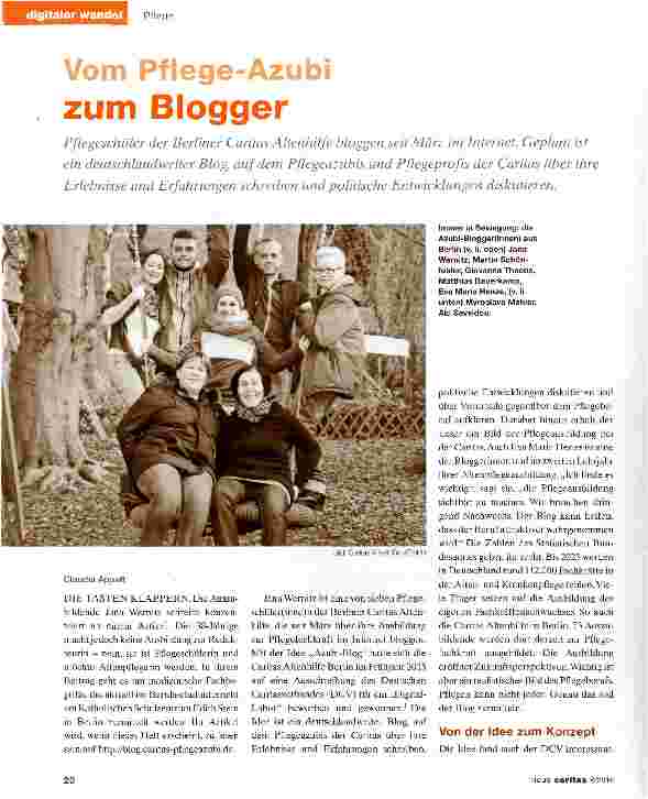 Vorschauseite 1: Vom Pflege-Azubi zum Blogger