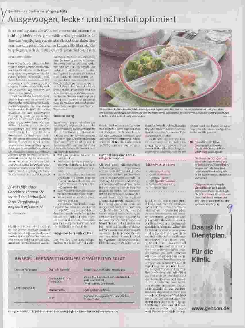Vorschauseite 1: Qualität in der Seniorenverpflegung, Teil 3 Ausgewogen, lecker und nährstoffoptimiert