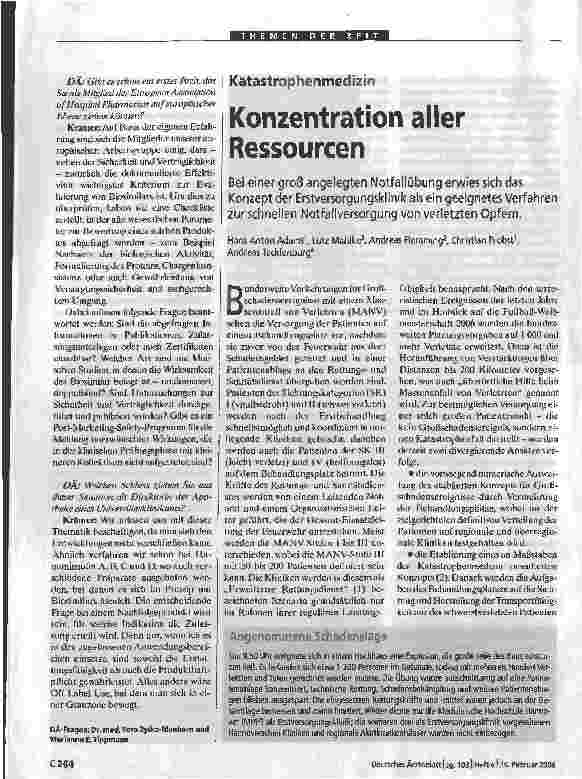 Vorschauseite 1: KatastrophenmedizinKonzentration aller Ressourcen