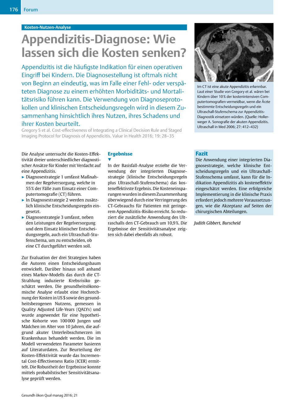 Vorschauseite 1: Kosten-Nutzen-Analyse – Appendizitis-Diagnose: Wie lassen sich die Kosten senken?