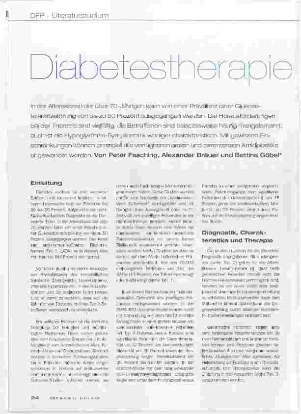 Vorschauseite 1: Diabetestherapie im Alter