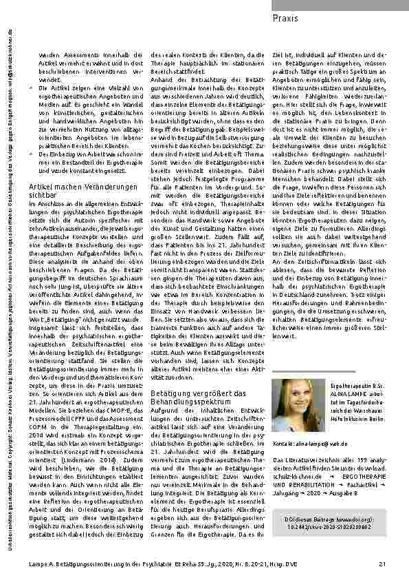 Vorschauseite 2: Ein Arbeitsfeld im Wandel der Zeit: Betätigungsorientierung in der Psychiatrie
