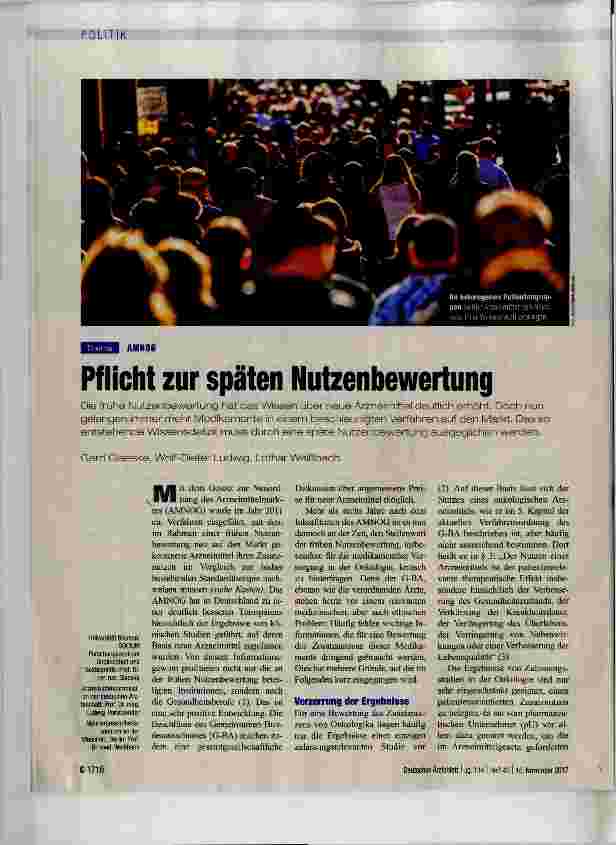 Vorschauseite 1: Pflicht zur späten Nutzenbewertung