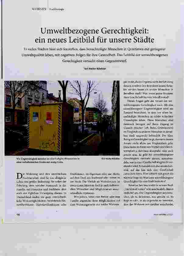 Vorschauseite 1: Umweltbezogene Gerechtigkeit: ein neues Leitbild für unsere Städte