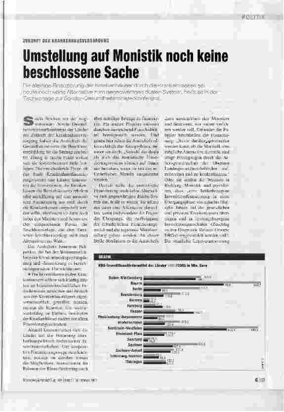 Vorschauseite 1: Umstellung auf Monistik noch keine beschlossene Sache