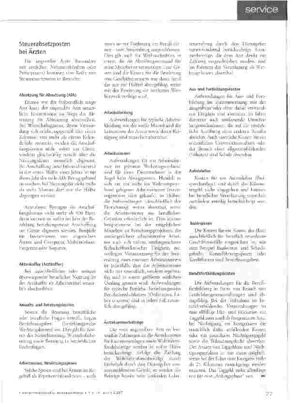 Vorschauseite 2: Steuerveranlagung bei Spitalsärzten - Teil 1