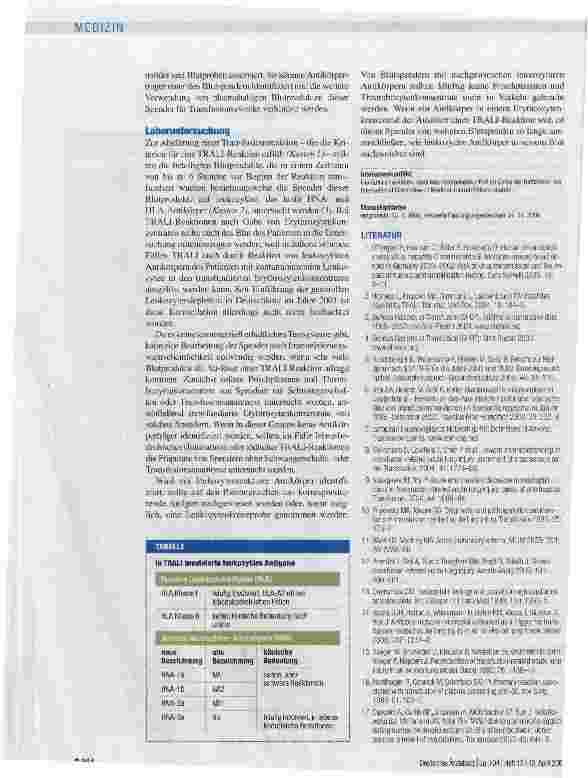 Vorschauseite 5: Transfusionsassoziierte akute Lungeninsuffizienz