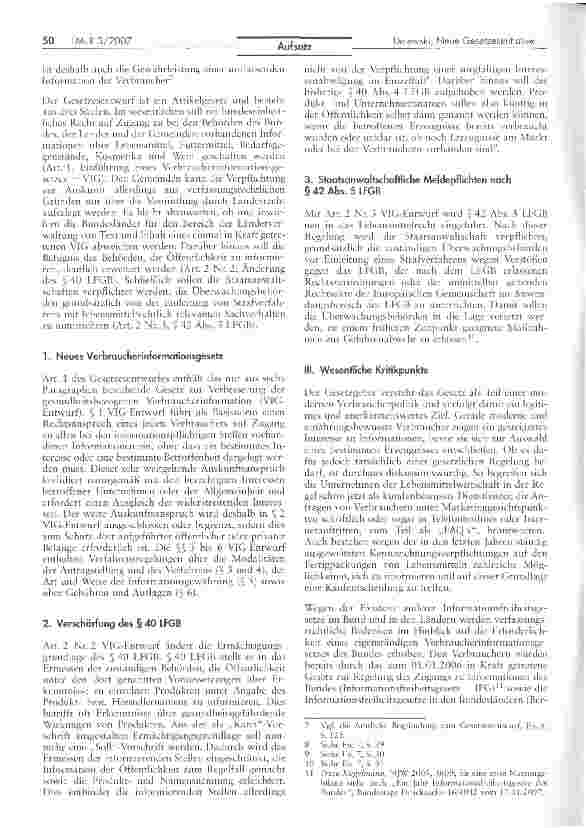 Vorschauseite 2: Neue Gesetzesinitiative für ein Gesetz zur Neuregelung des Rechts der Verbraucherinformation