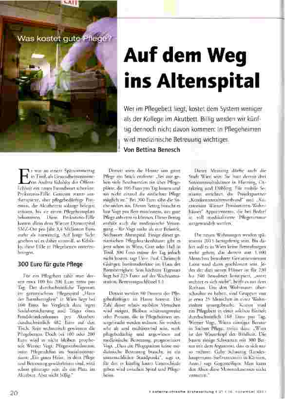 Vorschauseite 1: Auf dem Weg ins Altenspital