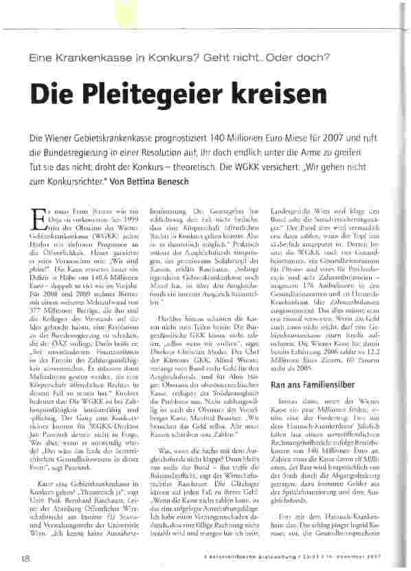 Vorschauseite 1: Die Pleitegeier kreisen