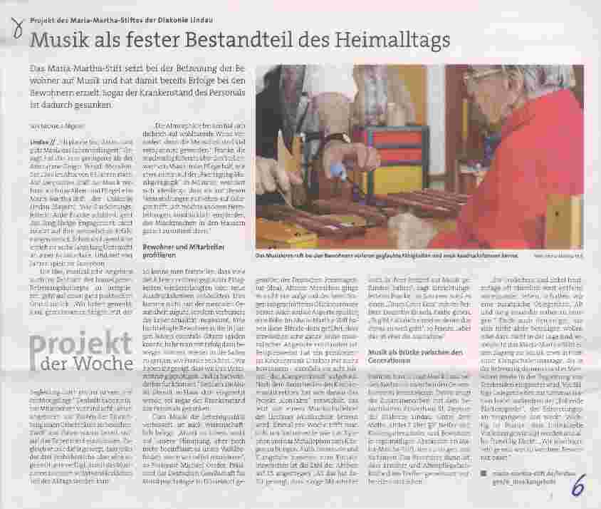 Vorschauseite 1: Musik als fester Bestandteil des Heimalltags