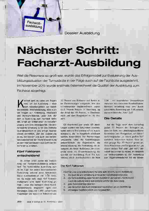 Vorschauseite 1: Nächster Schritt: Facharzt-Ausbildung