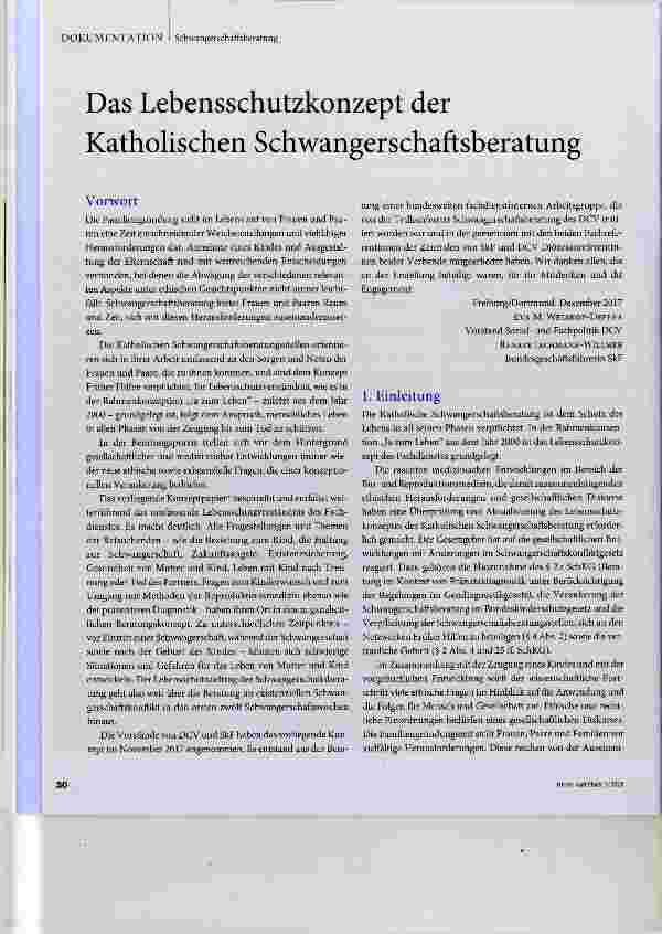 Vorschauseite 1: Das Lebensschutzkonzept der Katholischen Schwangerschaftsberatung
