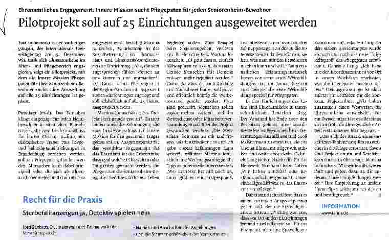Vorschauseite 1: Pilotprojekt soll auf 25 Einrichtungen ausgeweitet werden