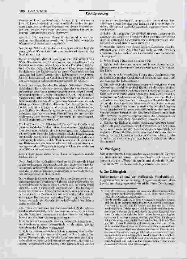 Vorschauseite 2: Schutzunfähigkeit des urheberrechtlichen Geschmacks eines Lebensmittels