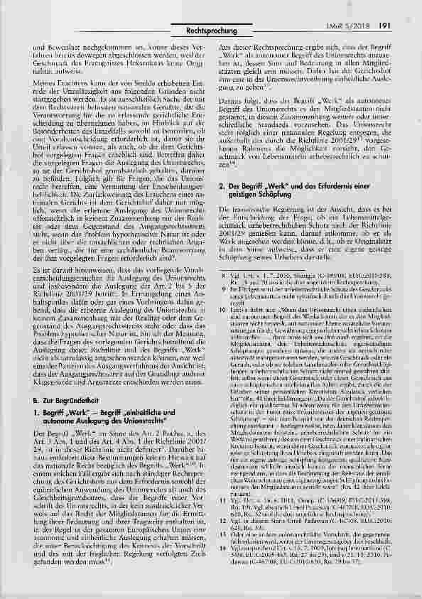 Vorschauseite 3: Schutzunfähigkeit des urheberrechtlichen Geschmacks eines Lebensmittels
