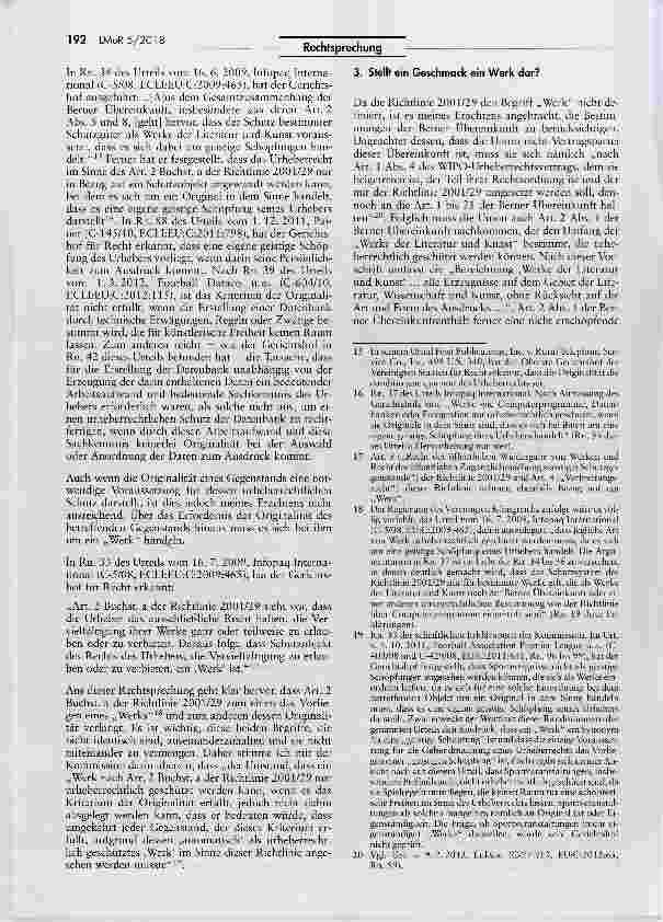 Vorschauseite 4: Schutzunfähigkeit des urheberrechtlichen Geschmacks eines Lebensmittels