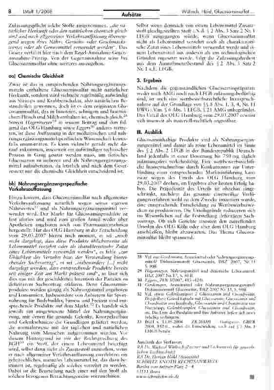 Vorschauseite 5: Glucosaminsulfat - rechtliches Schicksal defizitären Prozessvortrags