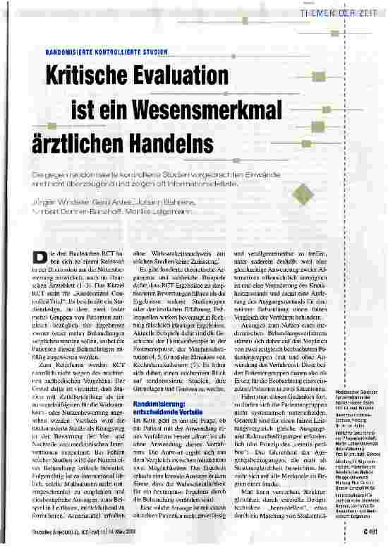 Vorschauseite 1: Kritische Evaluation ist ein Wesensmerkmal ärztlichen Handelns