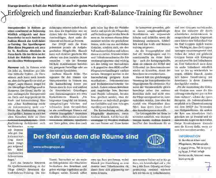Vorschauseite 1: Erfolgreich und finanzierbar: Kraft-Balance-Training für Bewohner