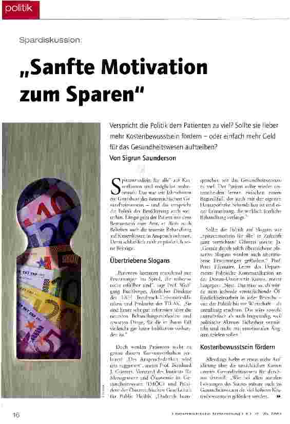 Vorschauseite 1: Sanfte Motivation zum Sparen