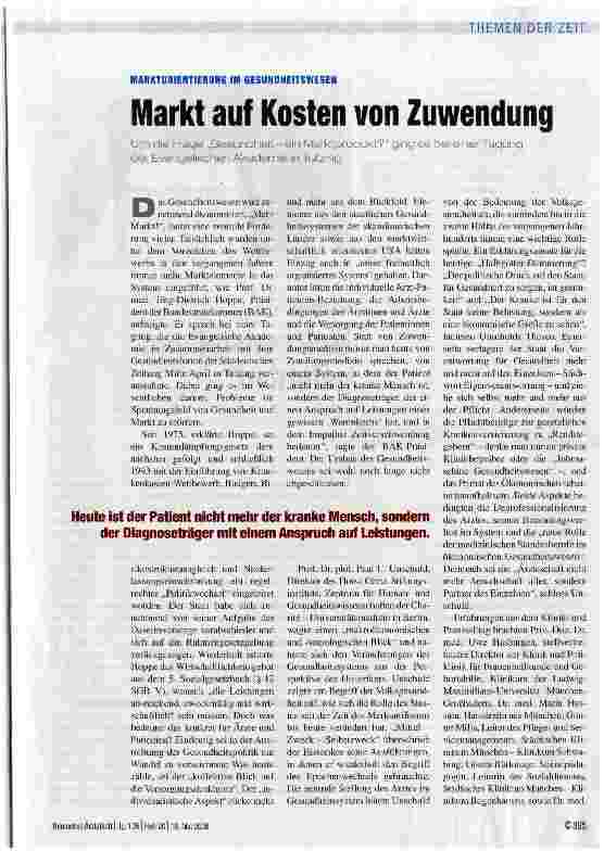Vorschauseite 1: Markt auf Kosten von Zuwendung
