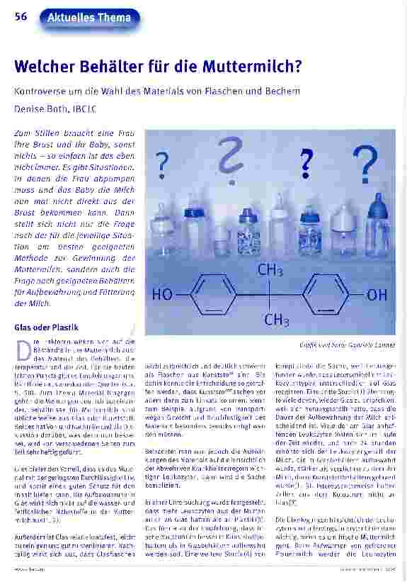 Vorschauseite 1: Welcher Behälter für die Muttermilch? Kontroverse um die Wahl des Materials von Flaschen und Bechern