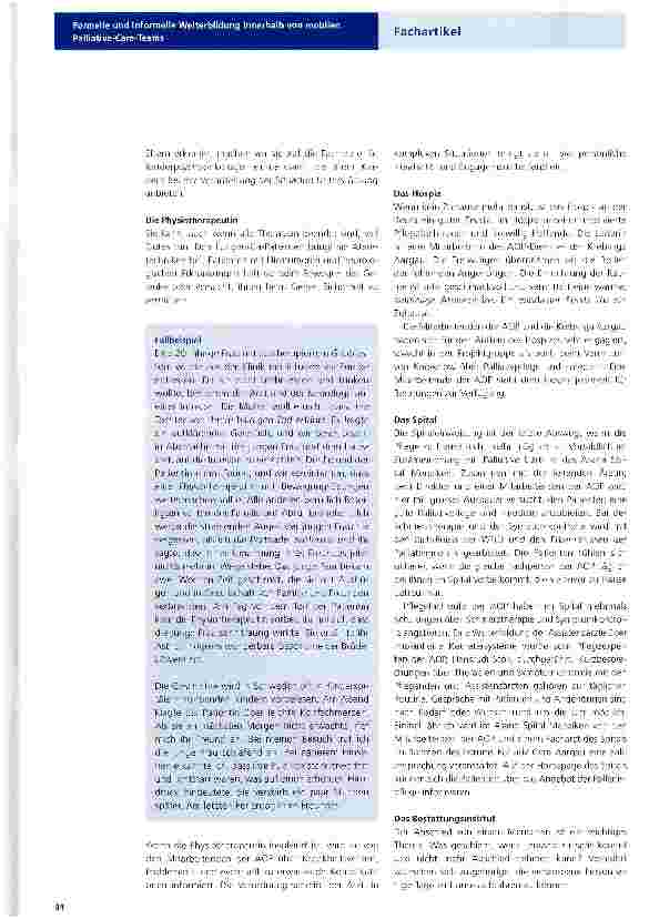 Vorschauseite 3: Formelle und informelle Weiterbildung innerhalb von mobilen Palliative-Care-Teams