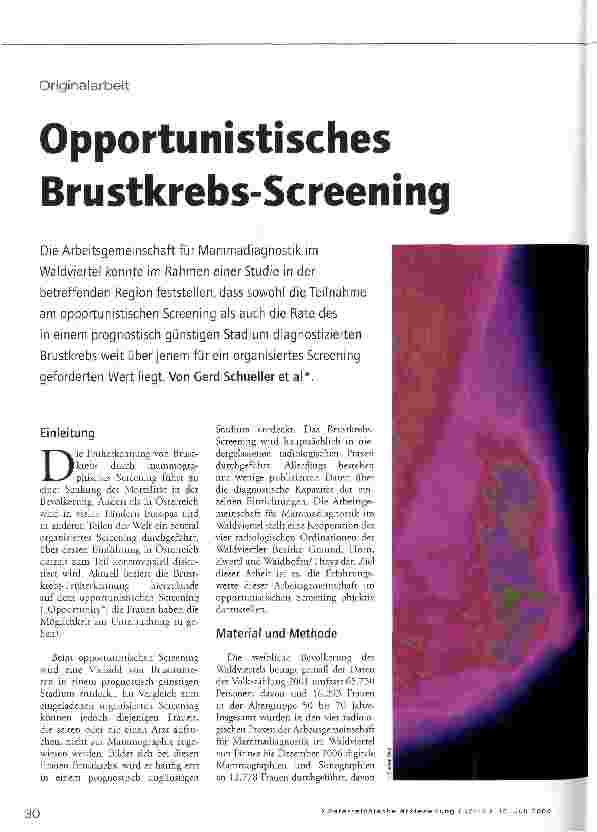 Vorschauseite 1: Opportunistisches Brustkrebs-Screening