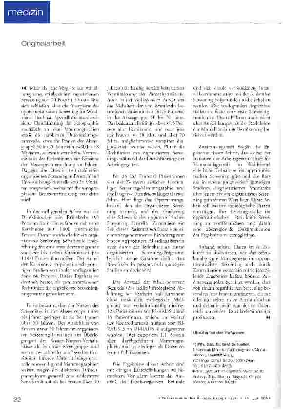 Vorschauseite 3: Opportunistisches Brustkrebs-Screening