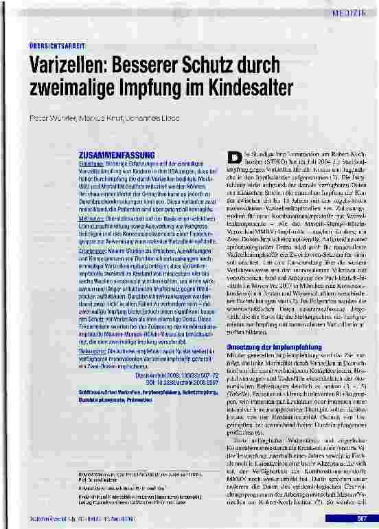 Vorschauseite 1: Varizellen: Besserer Schutz durch zweimalige Impfung im Kindesalter