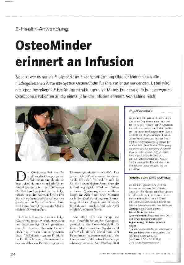 Vorschauseite 1: E-Health-Anwendung OsteoMinder erinnert an Infusion