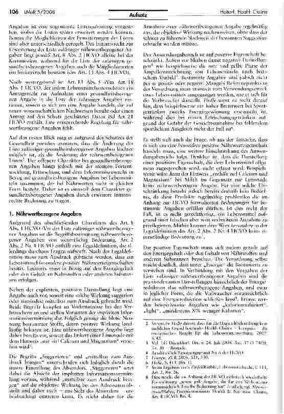 Vorschauseite 2: Health Claims in den Jahren 2008/2009 (Teil 2)