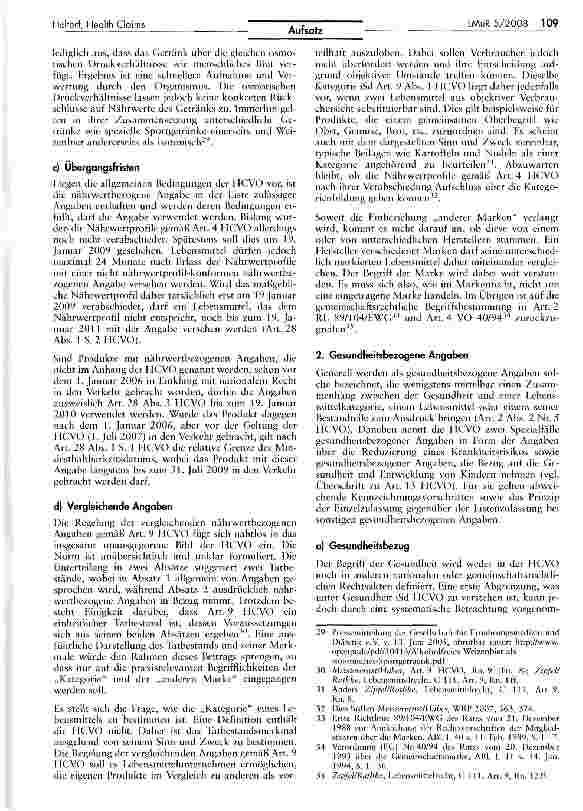 Vorschauseite 5: Health Claims in den Jahren 2008/2009 (Teil 2)
