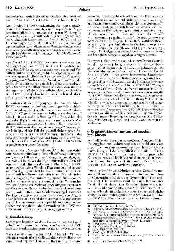 Vorschauseite 6: Health Claims in den Jahren 2008/2009 (Teil 2)