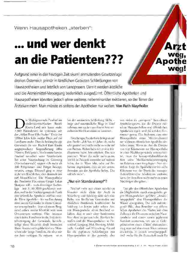 Vorschauseite 1: und wer denkt an die Patienten???