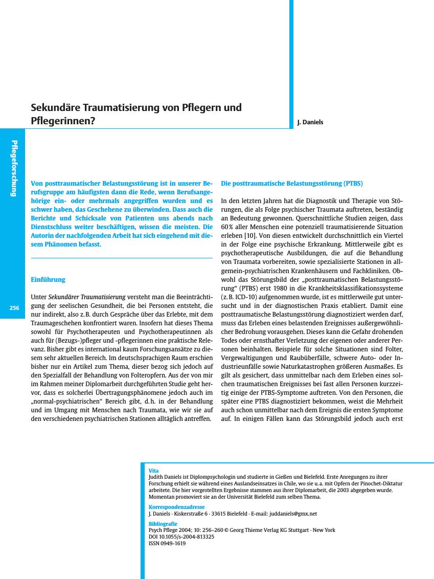 Vorschauseite 1: Sekundäre Traumatisierung von Pflegern und Pflegerinnen?