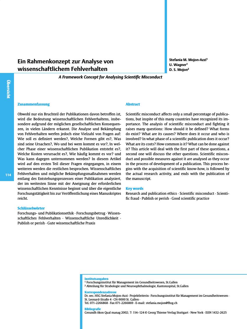 Vorschauseite 1: Ein Rahmenkonzept zur Analyse von wissenschaftlichem Fehlverhalten