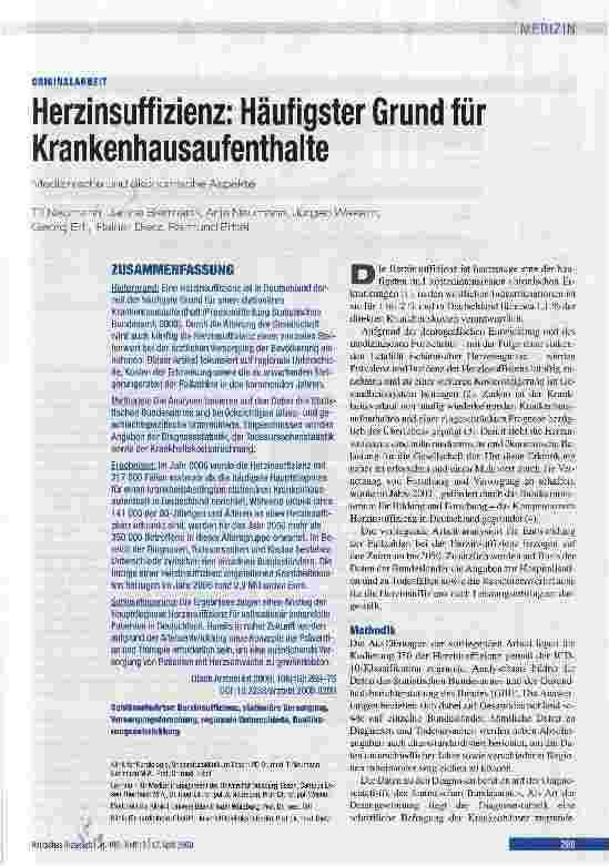 Vorschauseite 1: Herzinsuffizienz: Häufigster Grund für Krankenhausaufenthalte