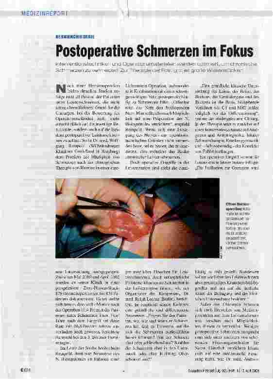 Vorschauseite 1: Postoperative Schmerzen im Fokus