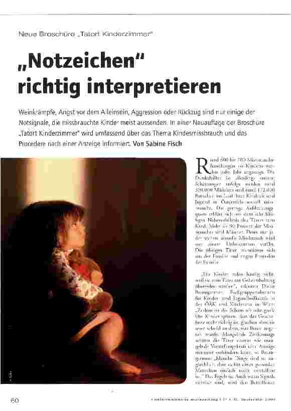 Vorschauseite 1: Neue Broschüre „Tatort Kinderzimmer„Notzeichen richtig interpretieren