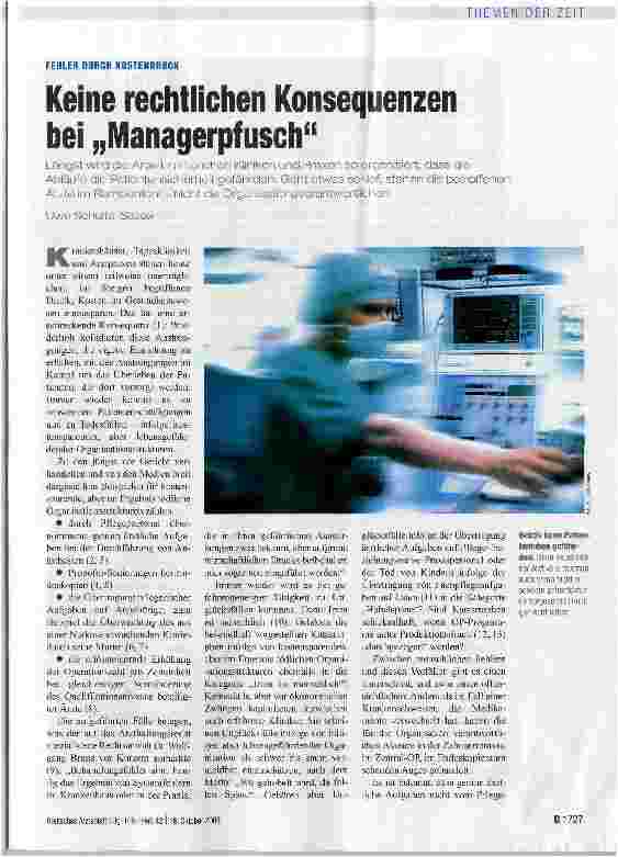 Vorschauseite 1: Keine rechtlichen Konsequenzen bei „Managerpfusch