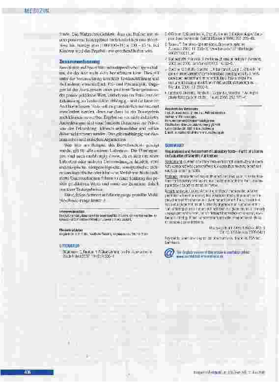 Vorschauseite 4: ÜBERSICHTSARBEITAnforderungen und Bewertung der Ergebnisse von Laboruntersuchungen