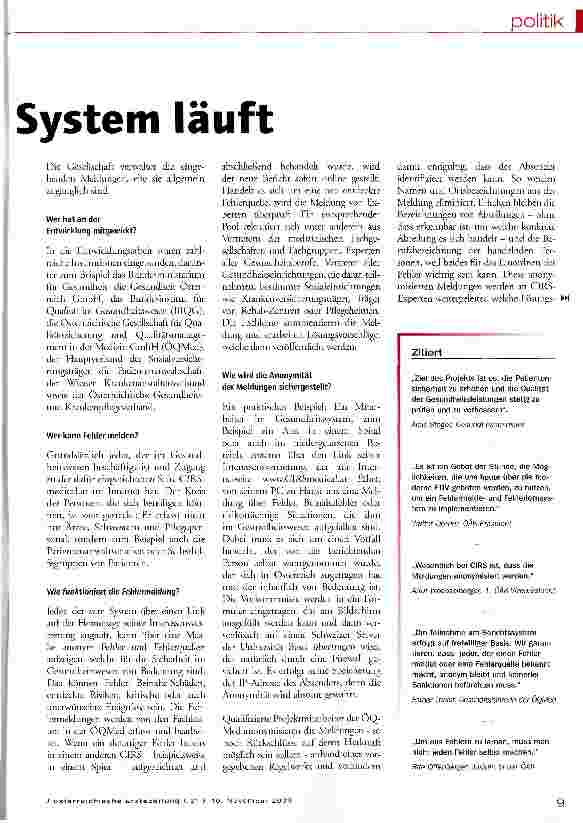 Vorschauseite 2: Critical Incident Reporting System läuft