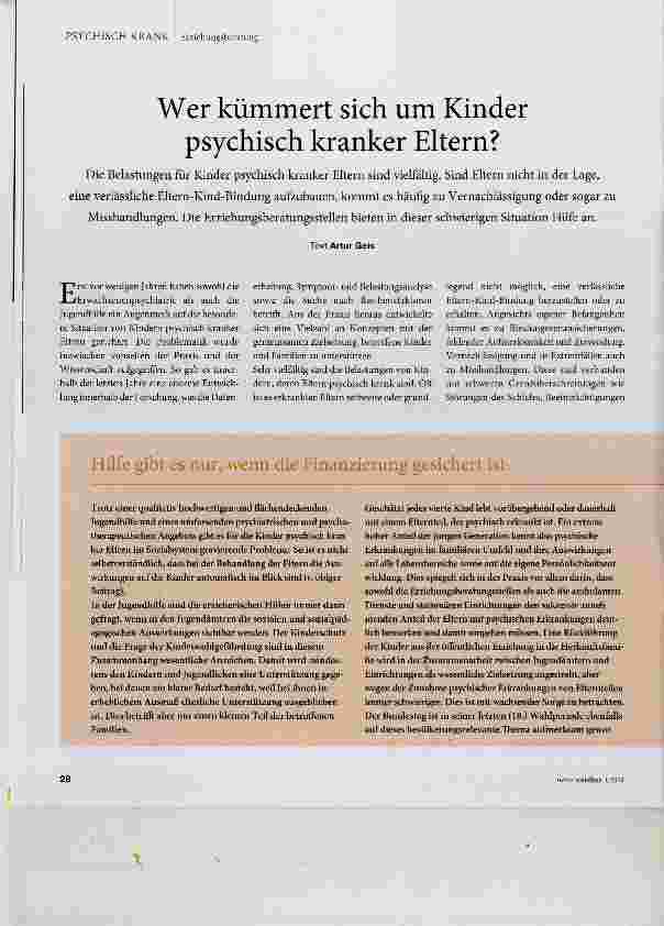Vorschauseite 1: Wer kümmert sich um Kinder psychisch kranker Eltern?
