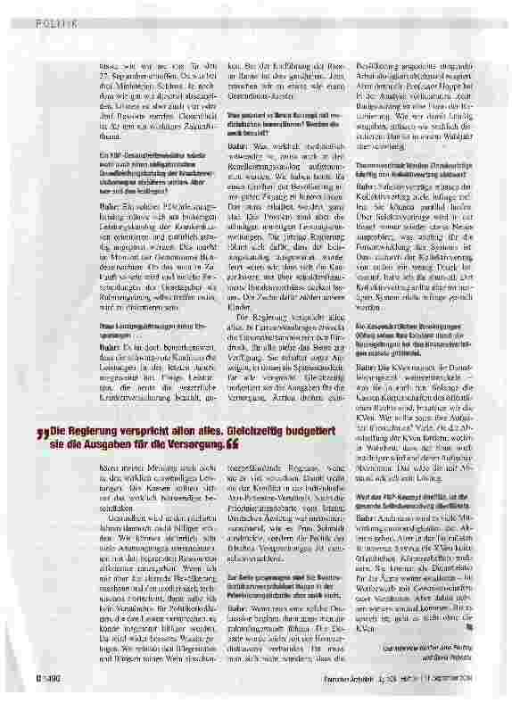 Vorschauseite 3: Interview „Leistung muss sich wieder für alle Ärzte lohnen