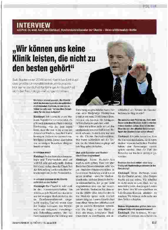 Vorschauseite 1: „Wir können uns keine Klinik leisten, die nicht den besten gehört