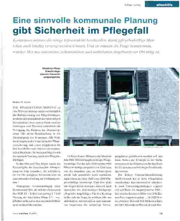 Vorschauseite 1: Eine sinnvolle kommunale Planung gibt Sicherheit im Pflegefall