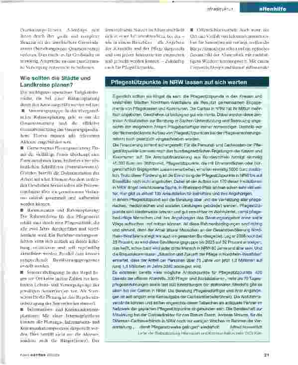 Vorschauseite 3: Eine sinnvolle kommunale Planung gibt Sicherheit im Pflegefall