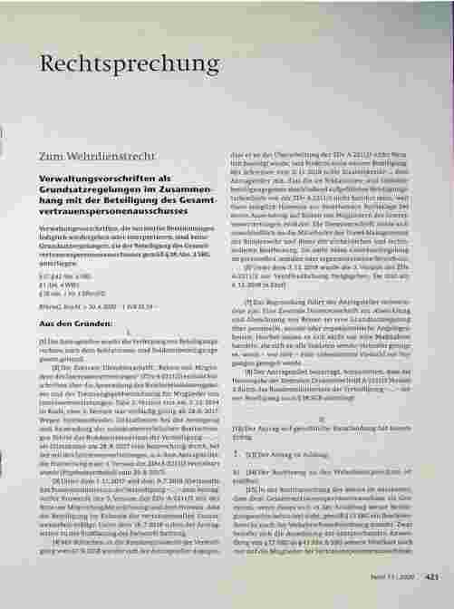 Vorschauseite 1: Rechtsprechung zum Wehrdienstrecht